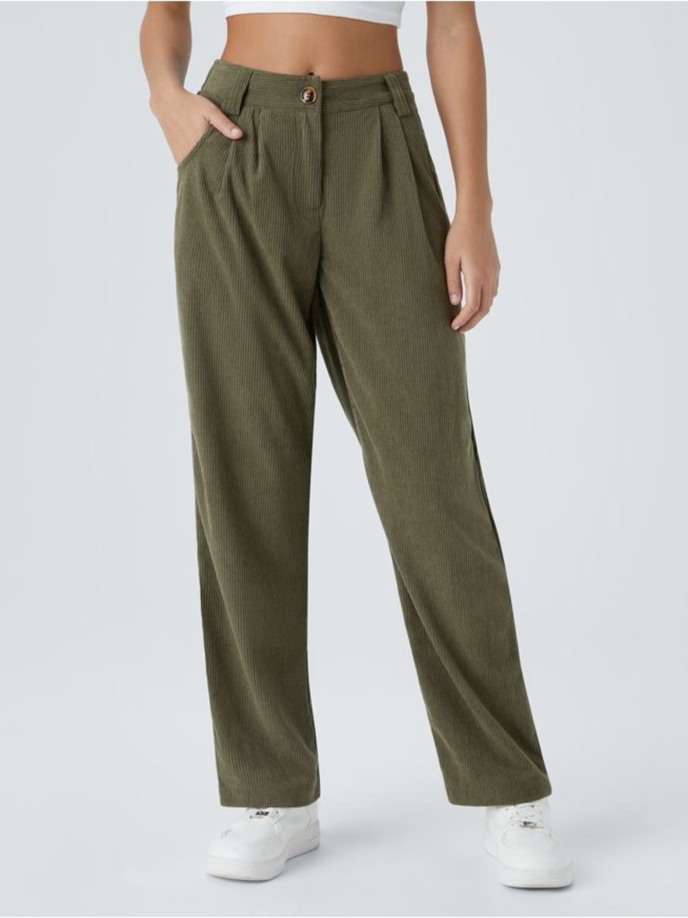 NWT Halara Mid Rise Zipper Pocket Corduroy Casual Pants Size Large - Picture 5 of 13